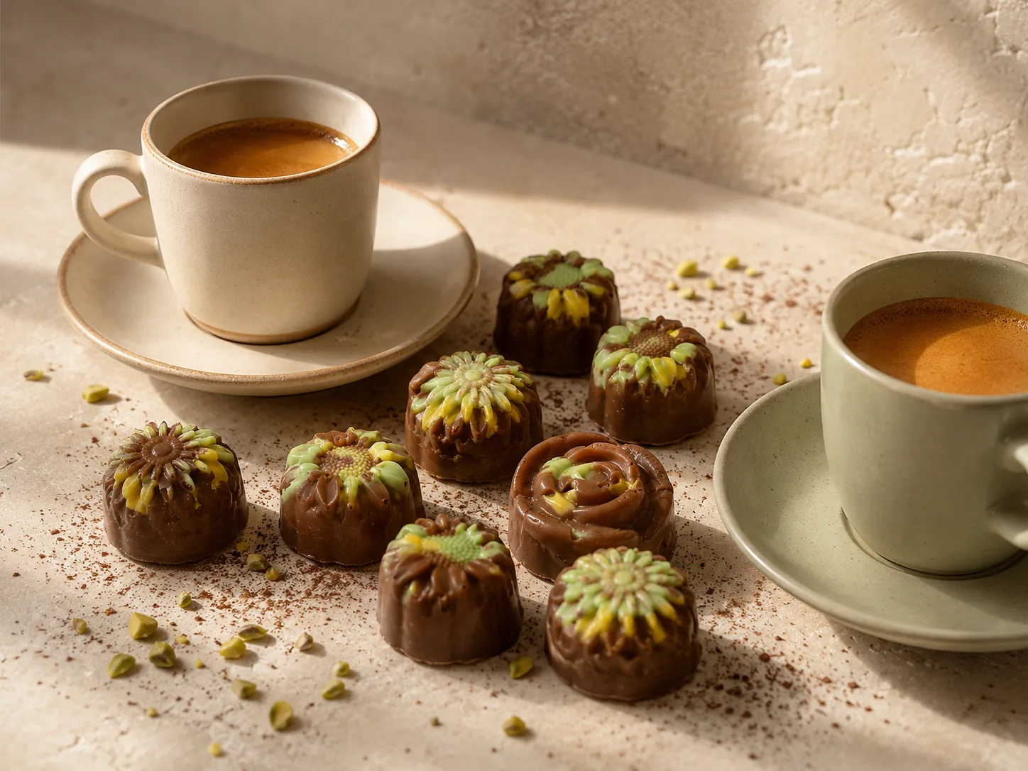 Premium Rokella chocolates served with coffee